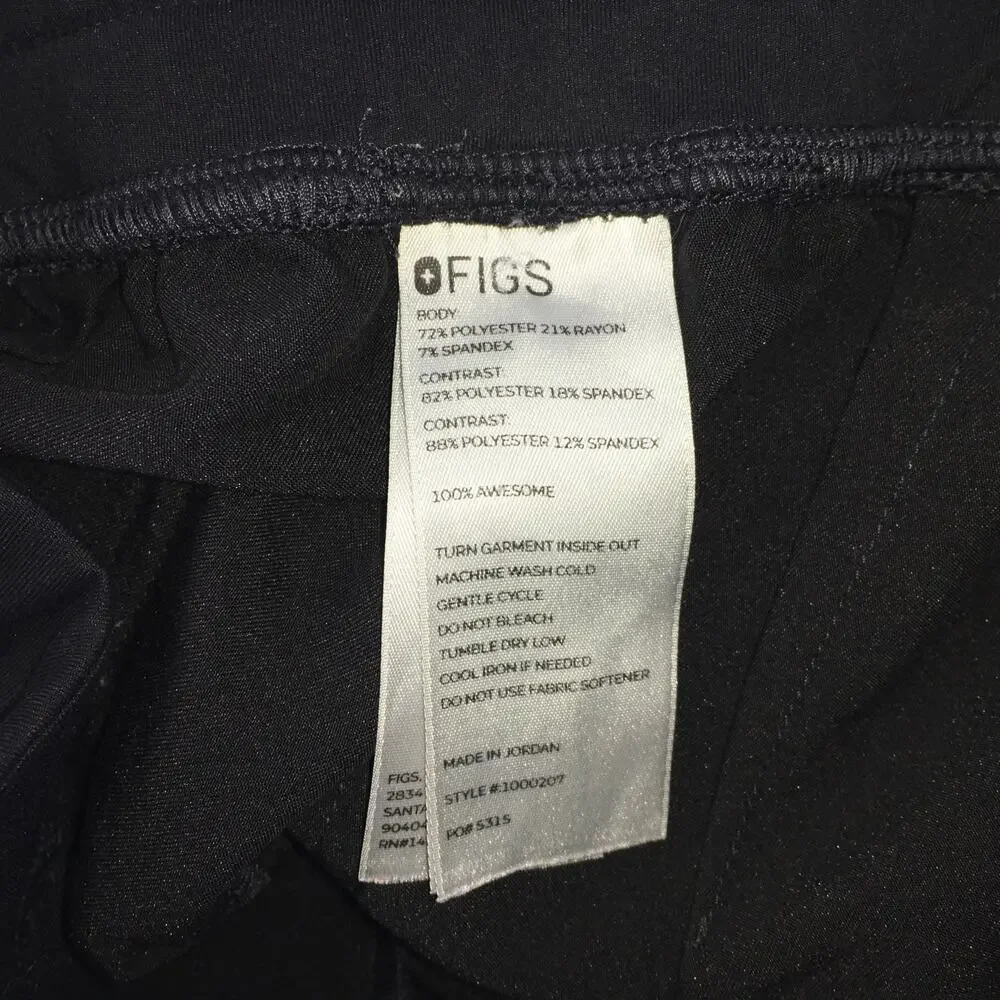 FIGS Zamora Jogger Scrub Pant Black Grey Small Petite Nursing S/P Healthcare